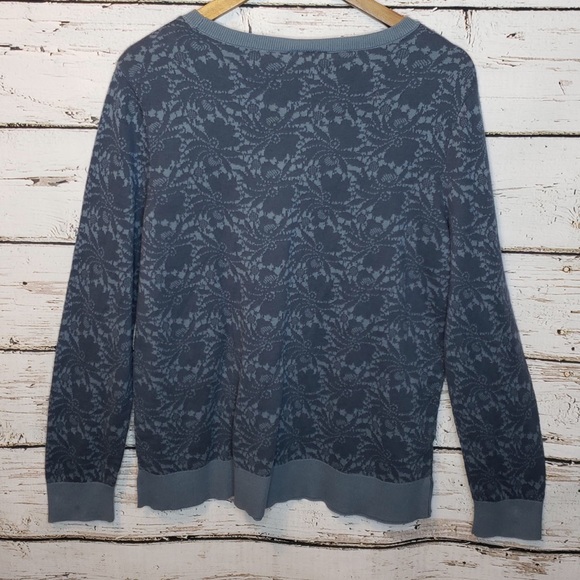 Loft Floral Pullover Sweater Blue Scoop Neck XL - Picture 5 of 7